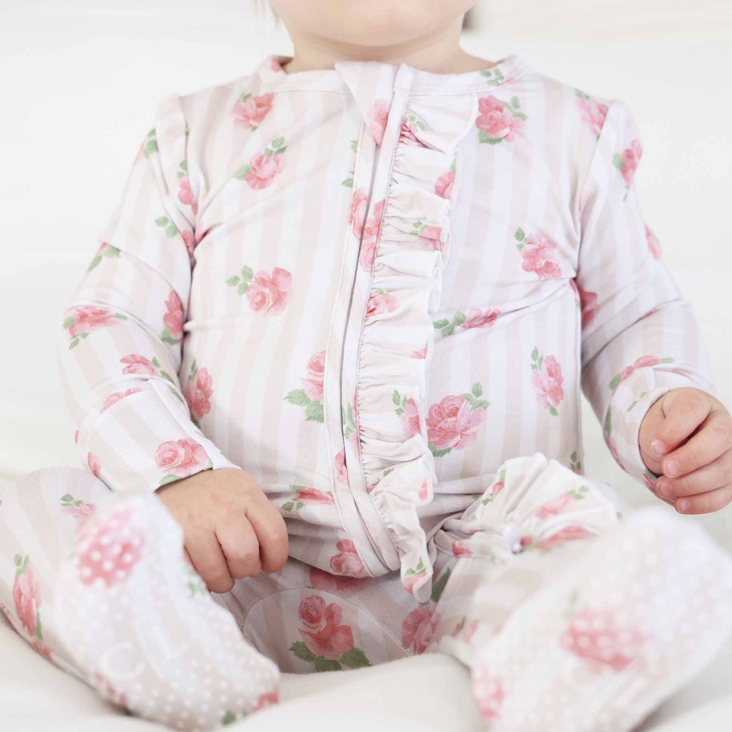 Rosy & Cozy Ruffle Zipper Footie