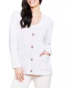 CozyChic Lite Contrast Rib Pocket Cardigan - Primrose Pearl