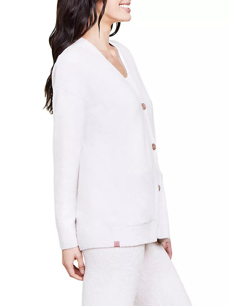 CozyChic Lite Contrast Rib Pocket Cardigan - Primrose Pearl