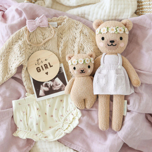 Baby Honey Bear Ivory Floral