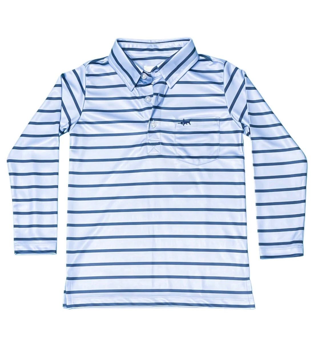 Inshore Long Sleeve Performance Polo - Blue Stripe