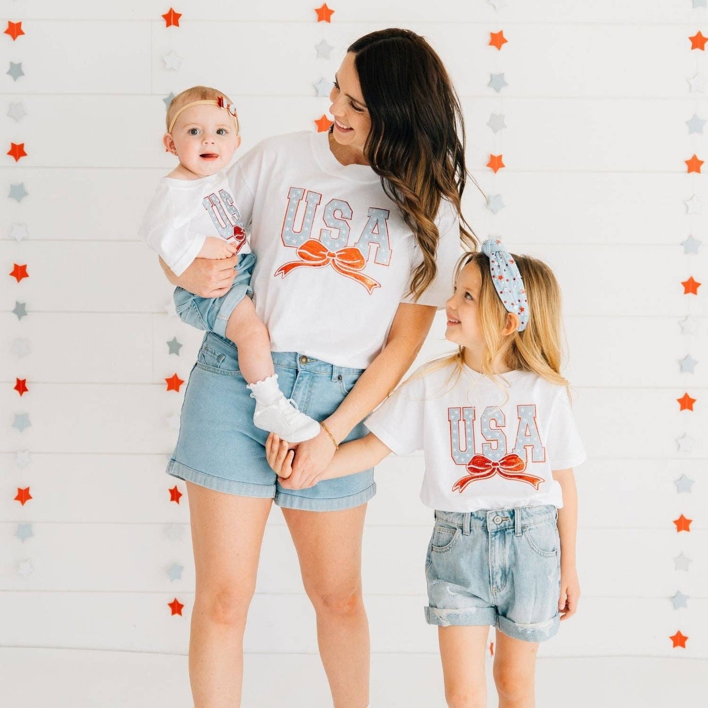 USA Stars & Bow Patch Short Sleeve Bubble