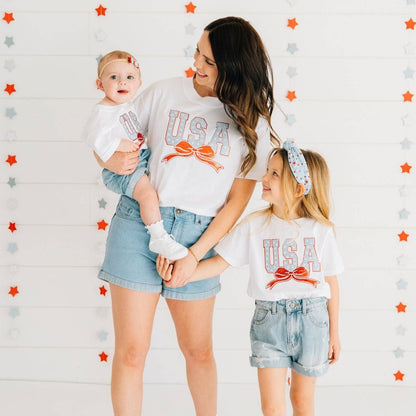 USA Stars & Bow Patch Short Sleeve Bubble