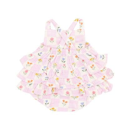 Floral Check Ruffle Sunsuit