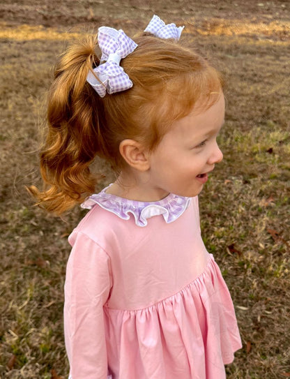 Orchid Gingham Mini Bow