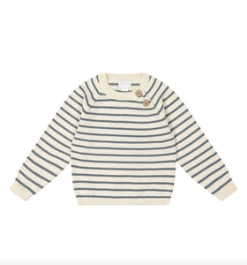 Jayden Knit Sweater - Dusty Blue Stripe