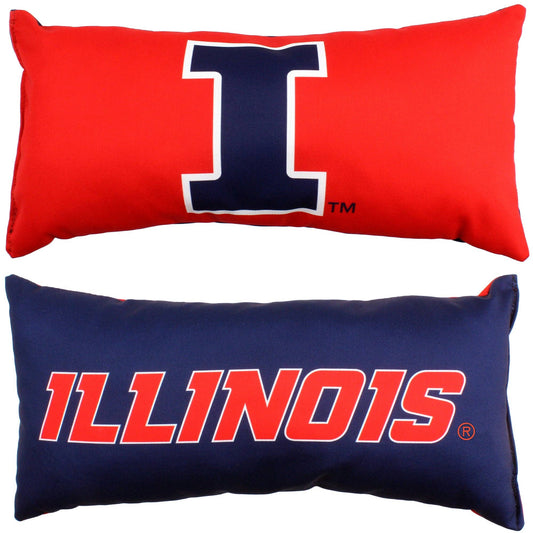 Illinois Fighting Illini 2 Sided Bolster Travel Pillow, 16" x 6"