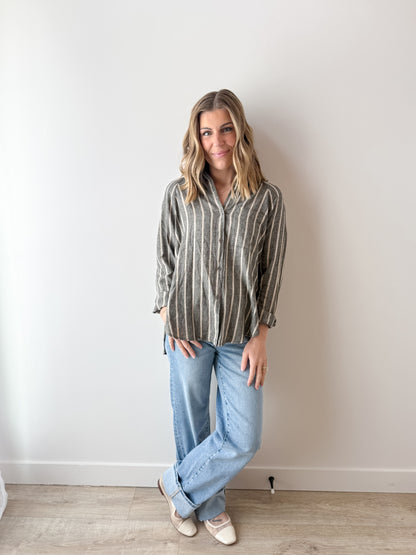 The Perfect Line Top- Black/Cream