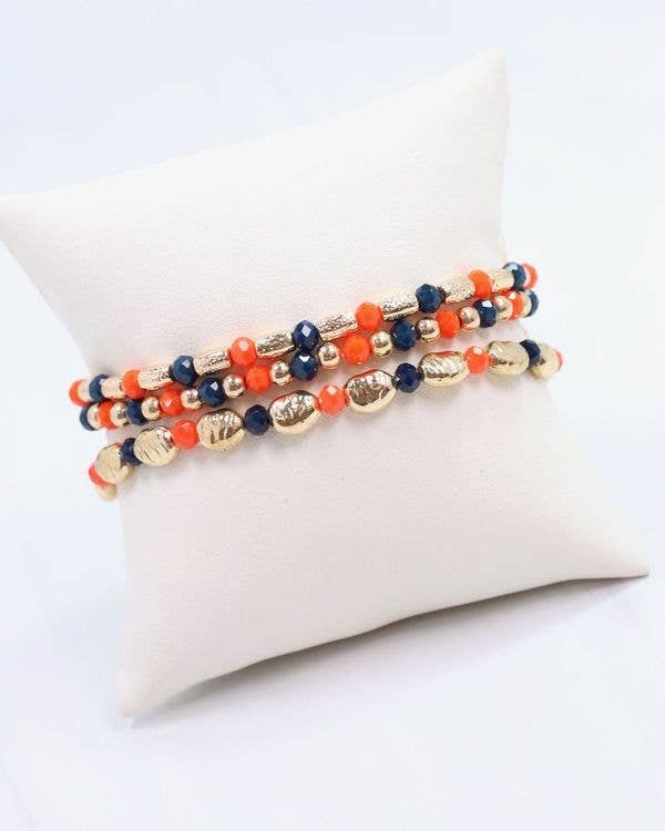 Spirit Beaded Bracelet Set Orange & Navy