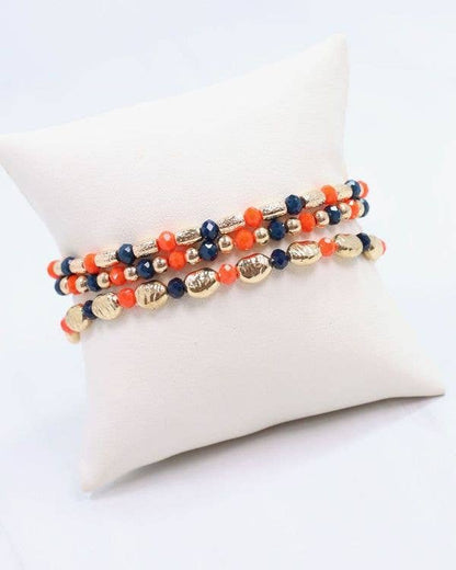 Spirit Beaded Bracelet Set Orange & Navy