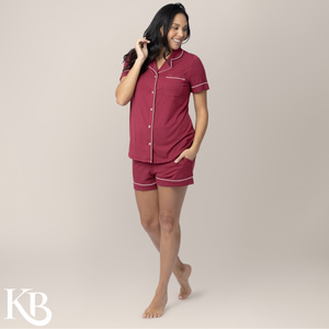 Kindred Bravely - Clea Bamboo Maternity & Postpartum Short Sleeve Pajama Set: Berry