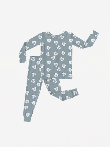 Valentine's Day Affirmation Heart Pajamas- Blue