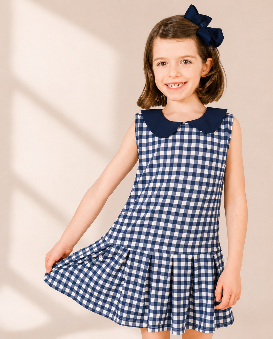 Gingham Gameday Dress in Navy