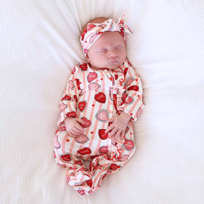 Sweet Like Candy Ruffle Zipper Footie - Pink