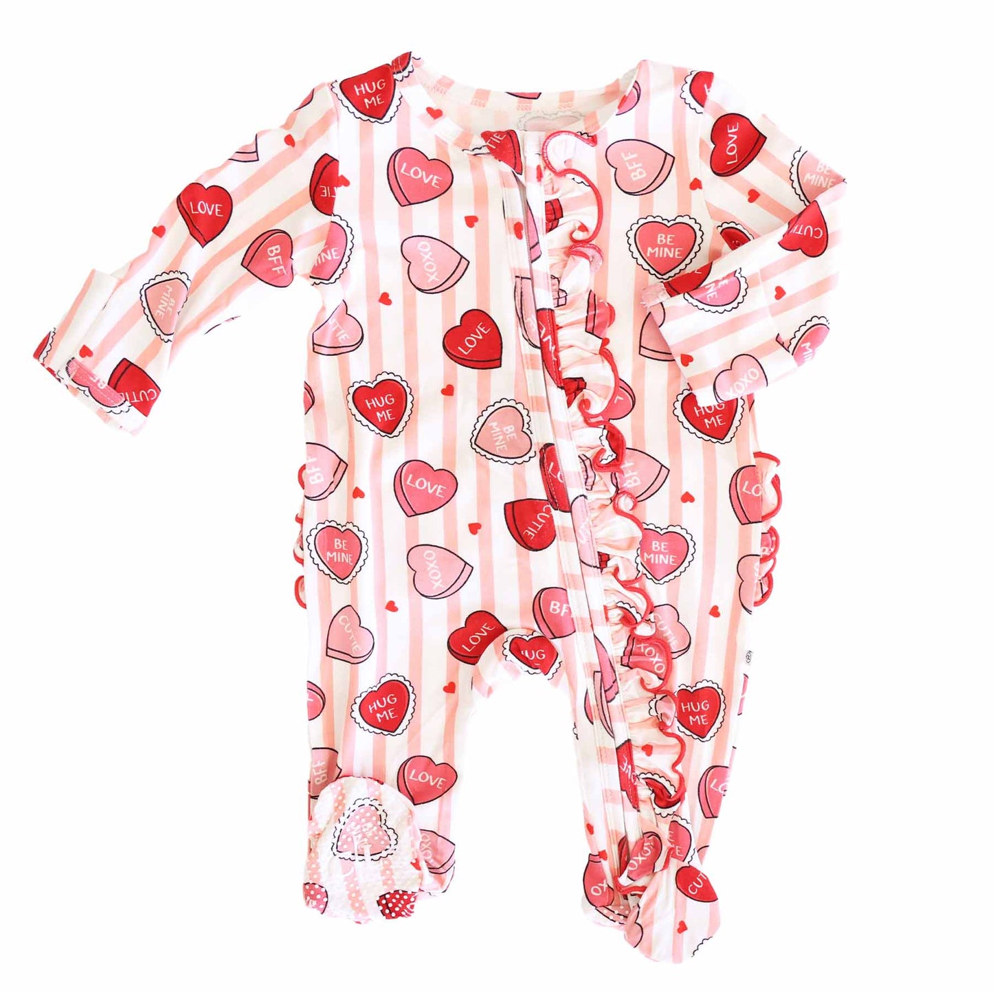 Sweet Like Candy Ruffle Zipper Footie - Pink