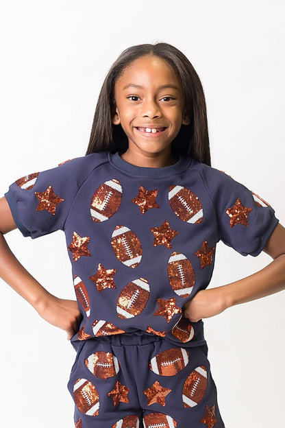 Navy and Orange Football Top