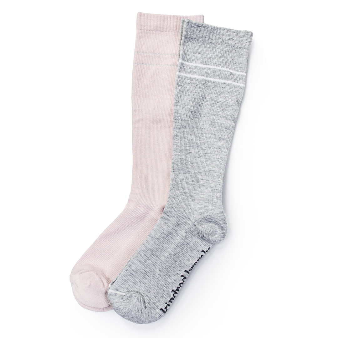 Kindred Bravely - Maternity & Postpartum Compression Socks 2 Pack: Pink & Grey Heather / Regular Calf