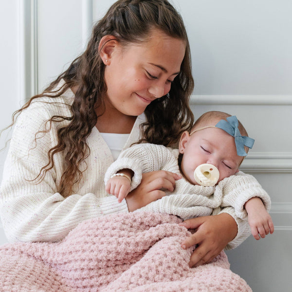 Waffle Knit Mini Blanket - Rosette