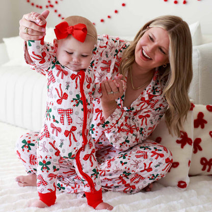 Christmas Bamboo Convertible Zip Rompers - Bow What Fun