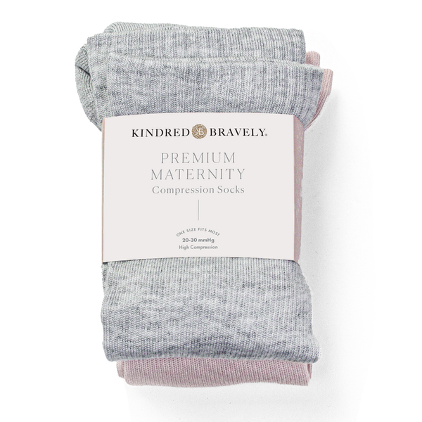 Kindred Bravely - Maternity & Postpartum Compression Socks 2 Pack: Pink & Grey Heather / Regular Calf