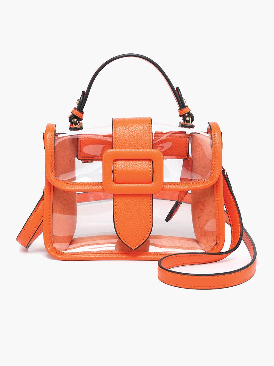 Toni Clear Flapover Crossbody Bag – Stadium Purse Orange