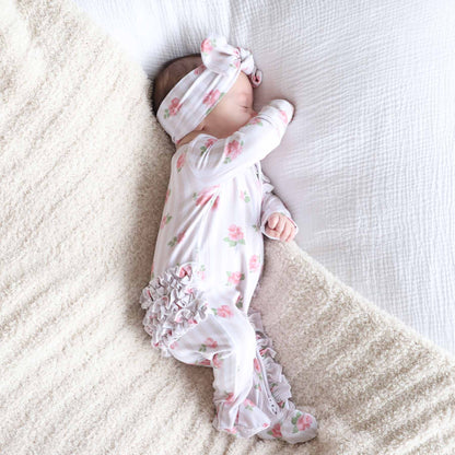 Rosy & Cozy Ruffle Zipper Footie