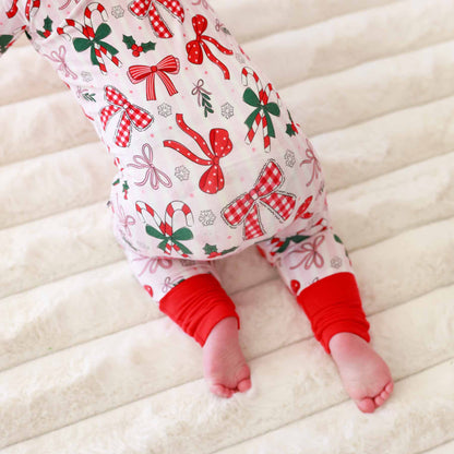 Christmas Bamboo Convertible Zip Rompers - Bow What Fun