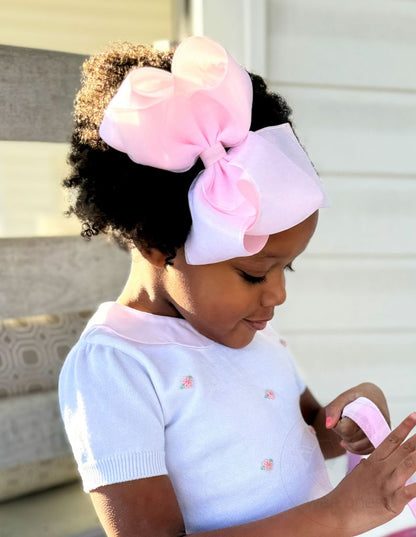 Powder Pink King Organza Hair Bow