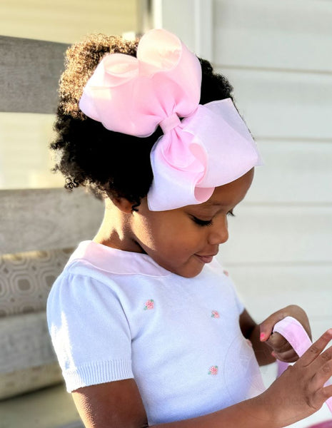 Powder Pink King Organza Hair Bow
