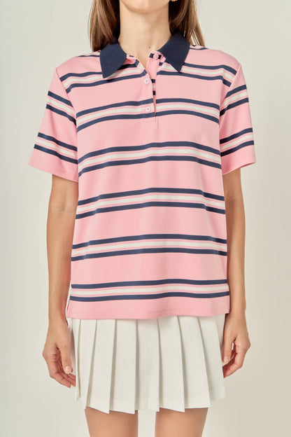 Pink Prep Polo - Pink Stripe