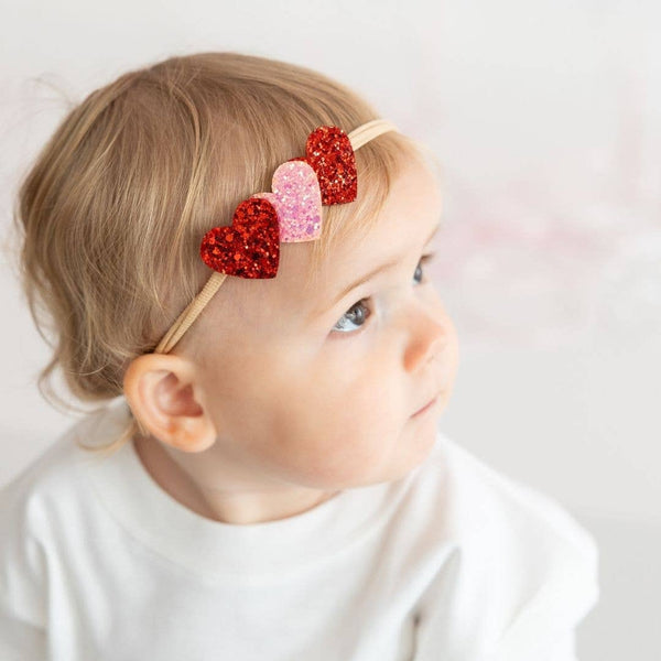 Glitter Hearts Valentine's Day Baby Headband