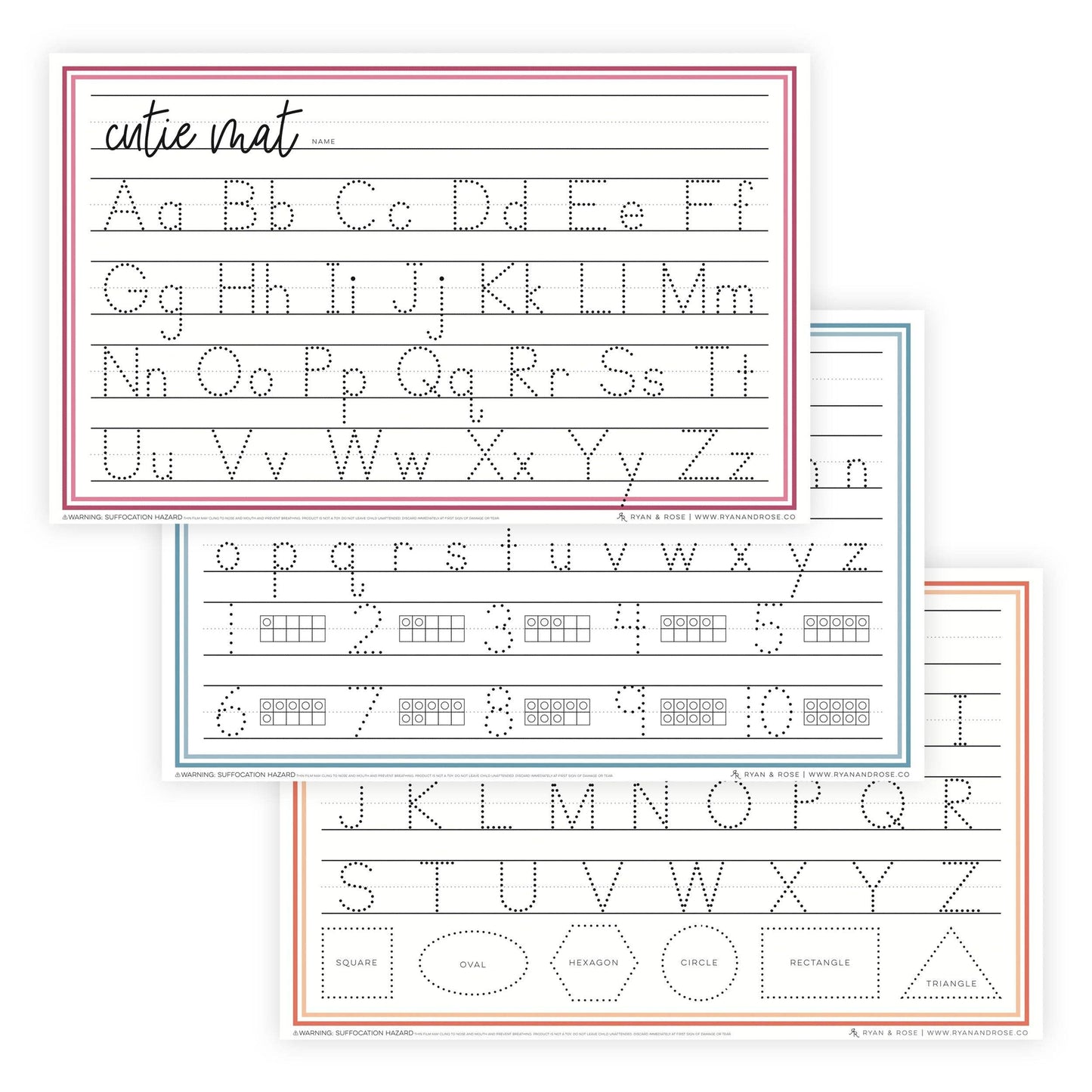 Cutie Mats (Multi-purpose Placemats): Tracers Letters/Numbers/Shapes