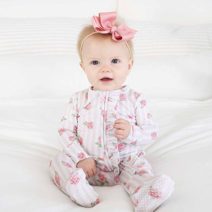 Rosy & Cozy Ruffle Zipper Footie