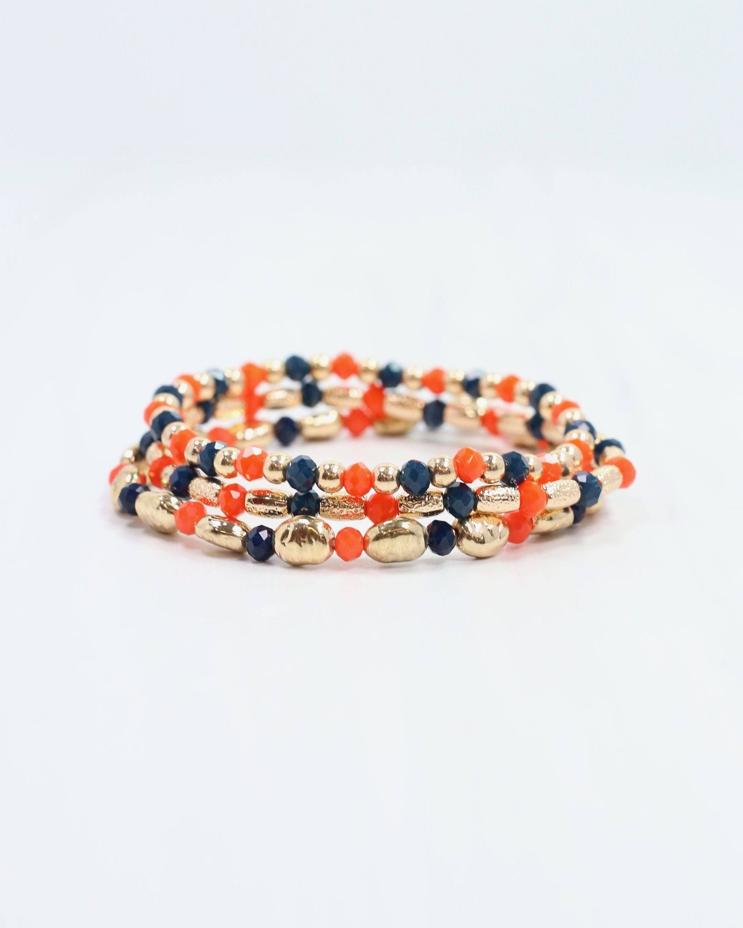 Spirit Beaded Bracelet Set Orange & Navy