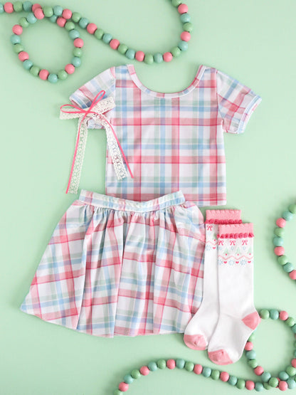 White Fair Isle Knee High Socks - Pastel Christmas