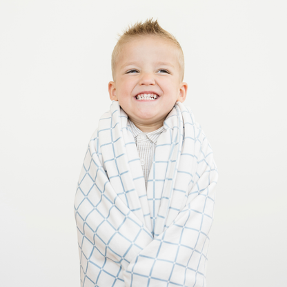 Minky Stretch Toddler Blanket- Grid