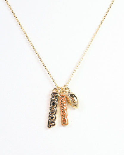 Enamel Touch Down Charm Necklace - Navy & Orange