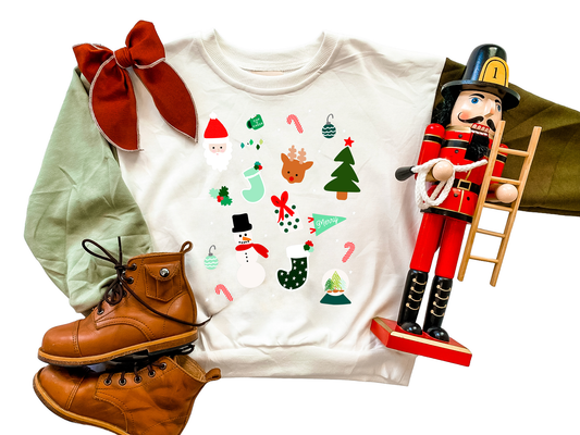Christmas Icons Color Block Sweatshirt - Green