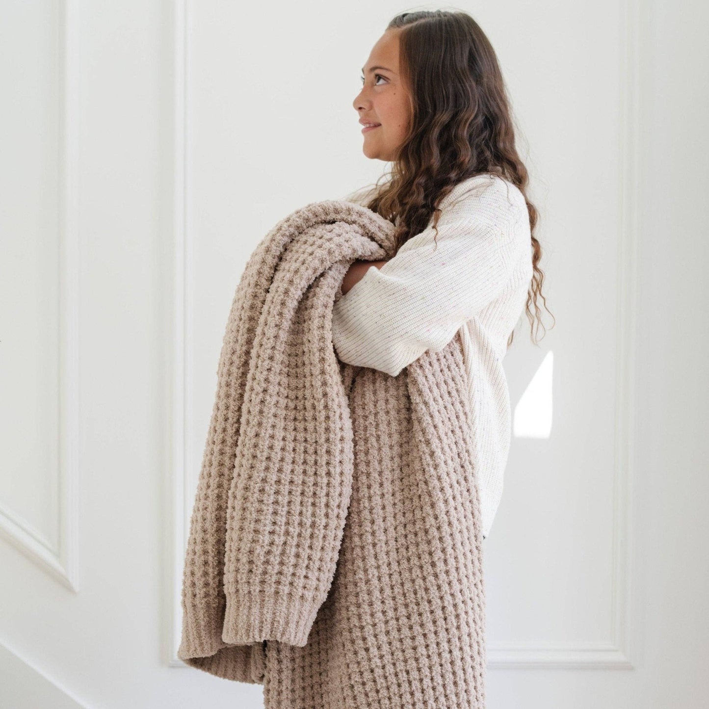Waffle Knit Toddler Blanket: Wheat