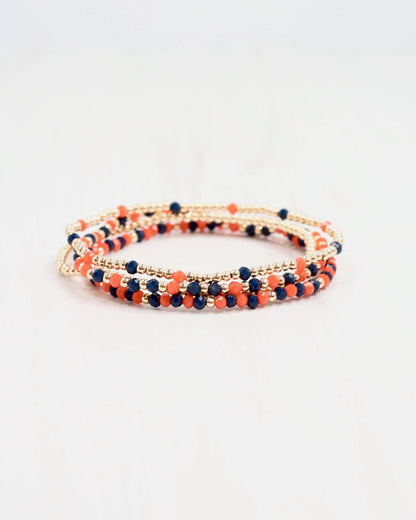 Lottie Beaded Bracelet set Navy & Orange