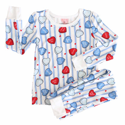 Sweet Like Candy Two Piece Pajama Set - Blue