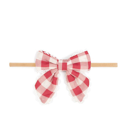 Red Gingham Bow Baby HeadbanD