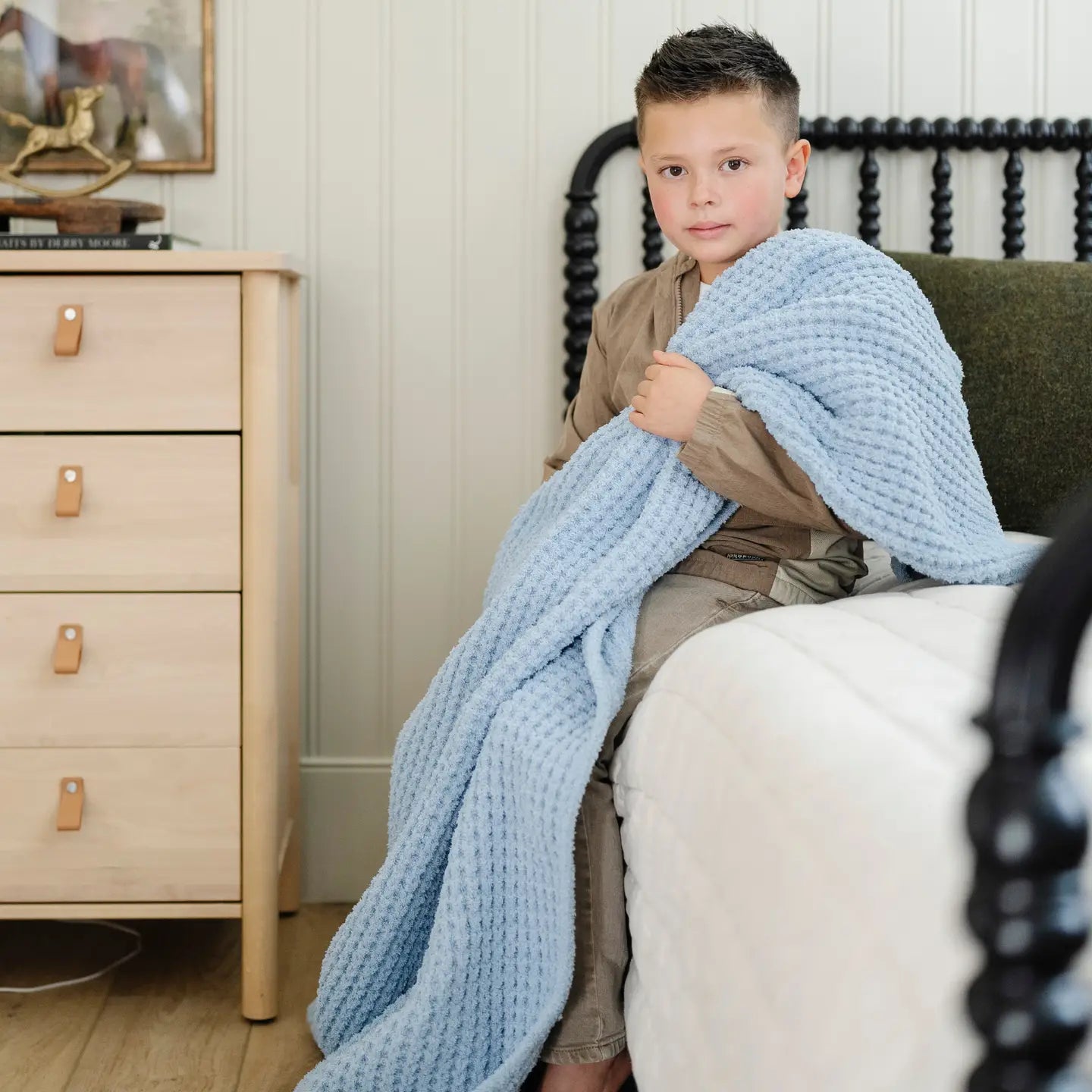 Waffle Knit Toddler Blanket - Blue Jay