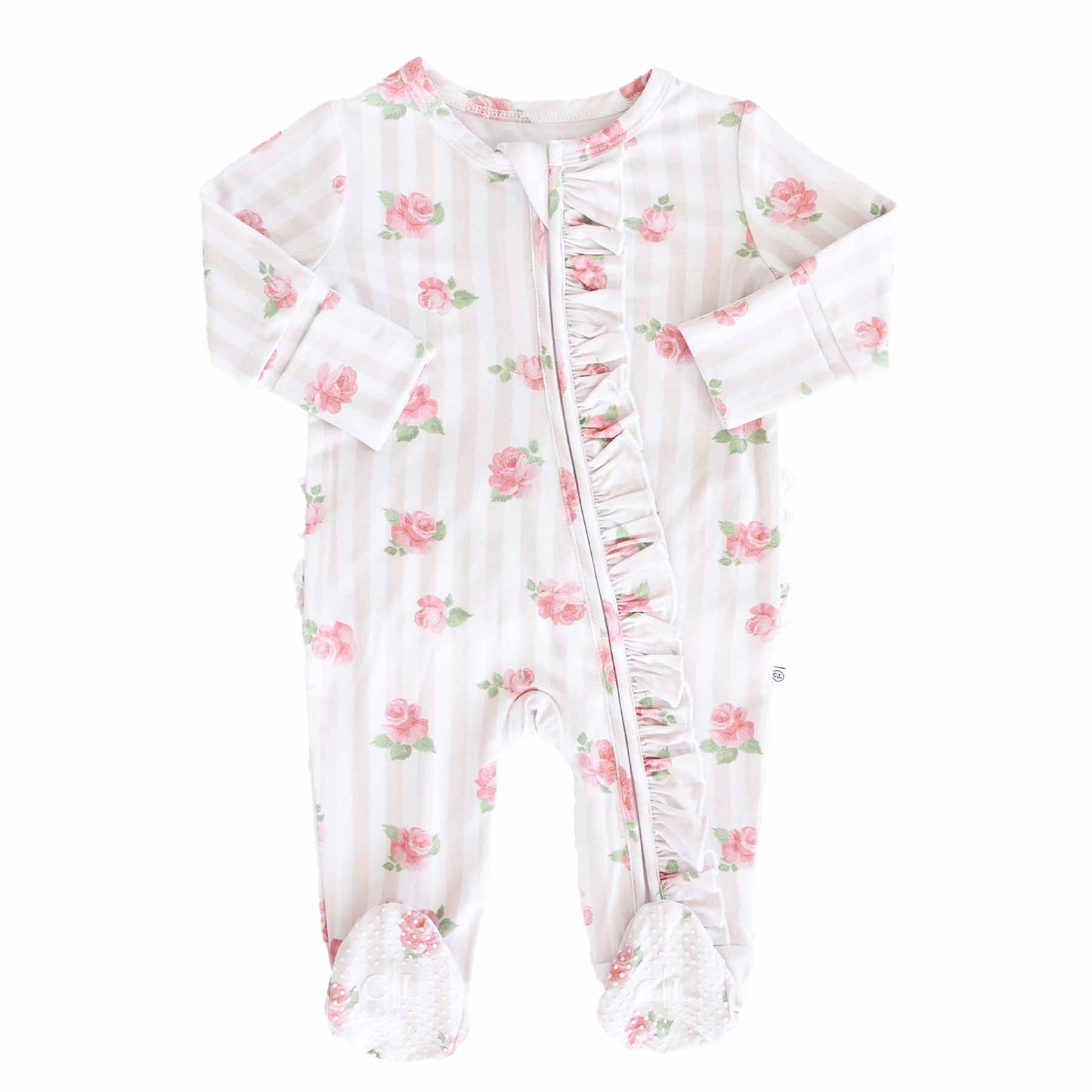 Rosy & Cozy Ruffle Zipper Footie