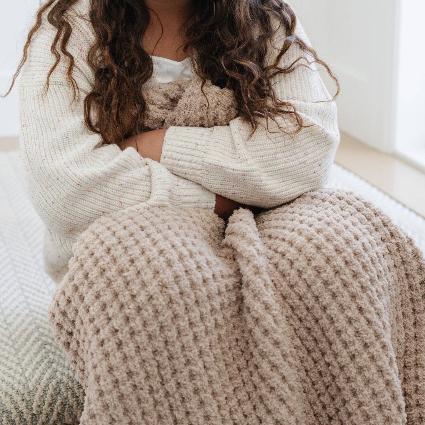 Waffle Knit Toddler Blanket: Wheat
