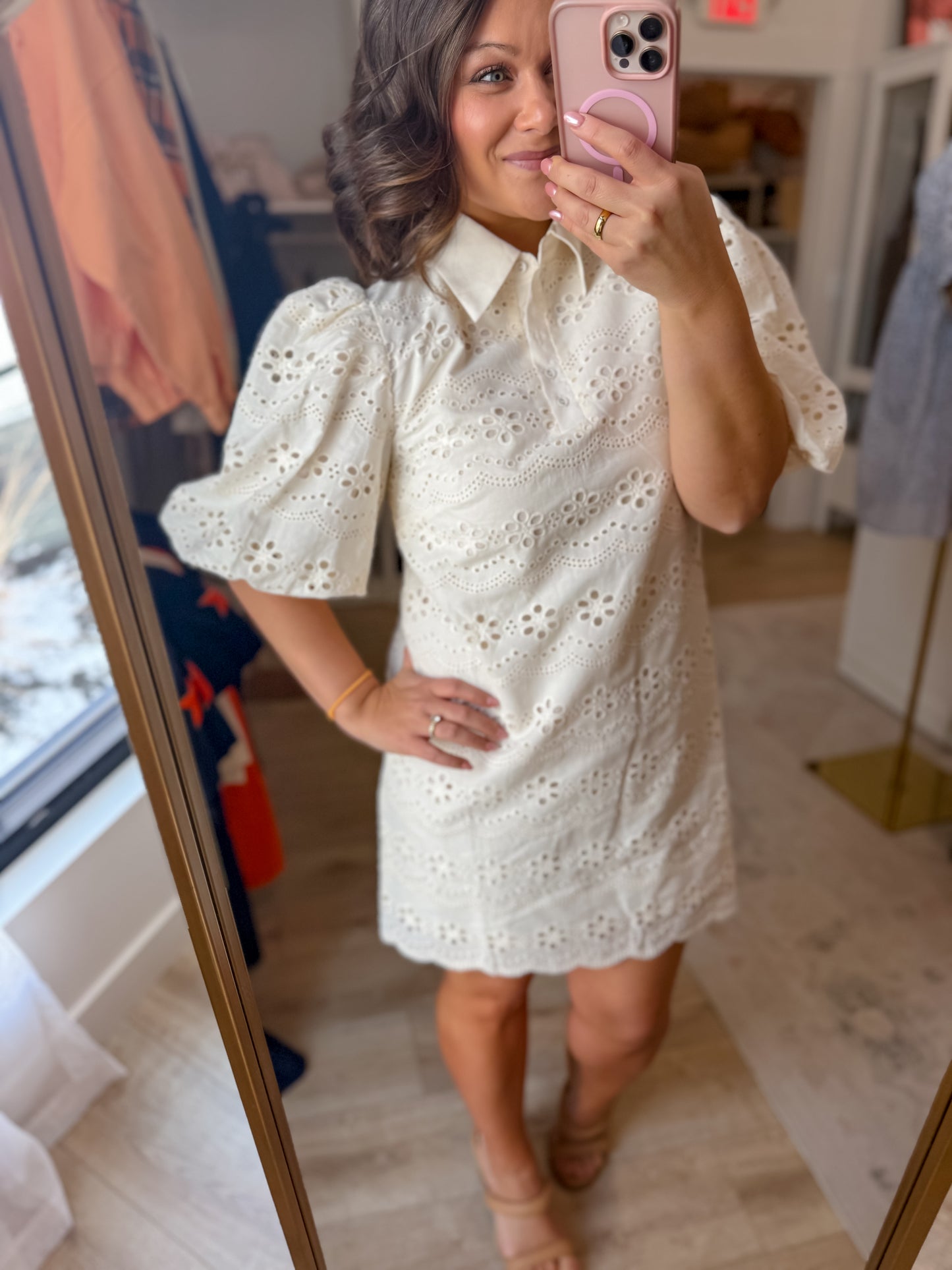Amelia Dress - Cream Eyelet