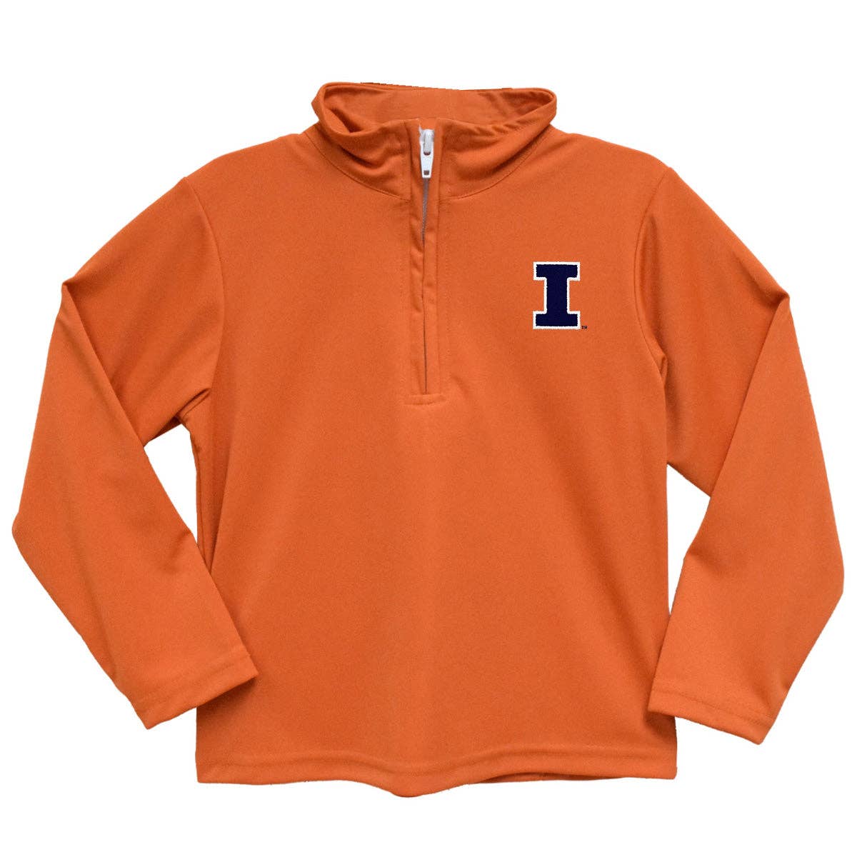 Illinois Fighting Illini Embroidered Orange Solid Quarter Zip Pullover