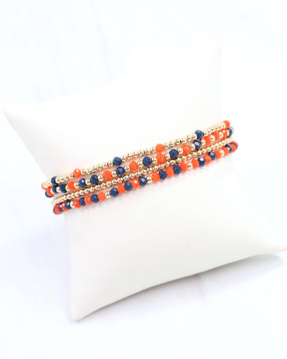 Lottie Beaded Bracelet set Navy & Orange