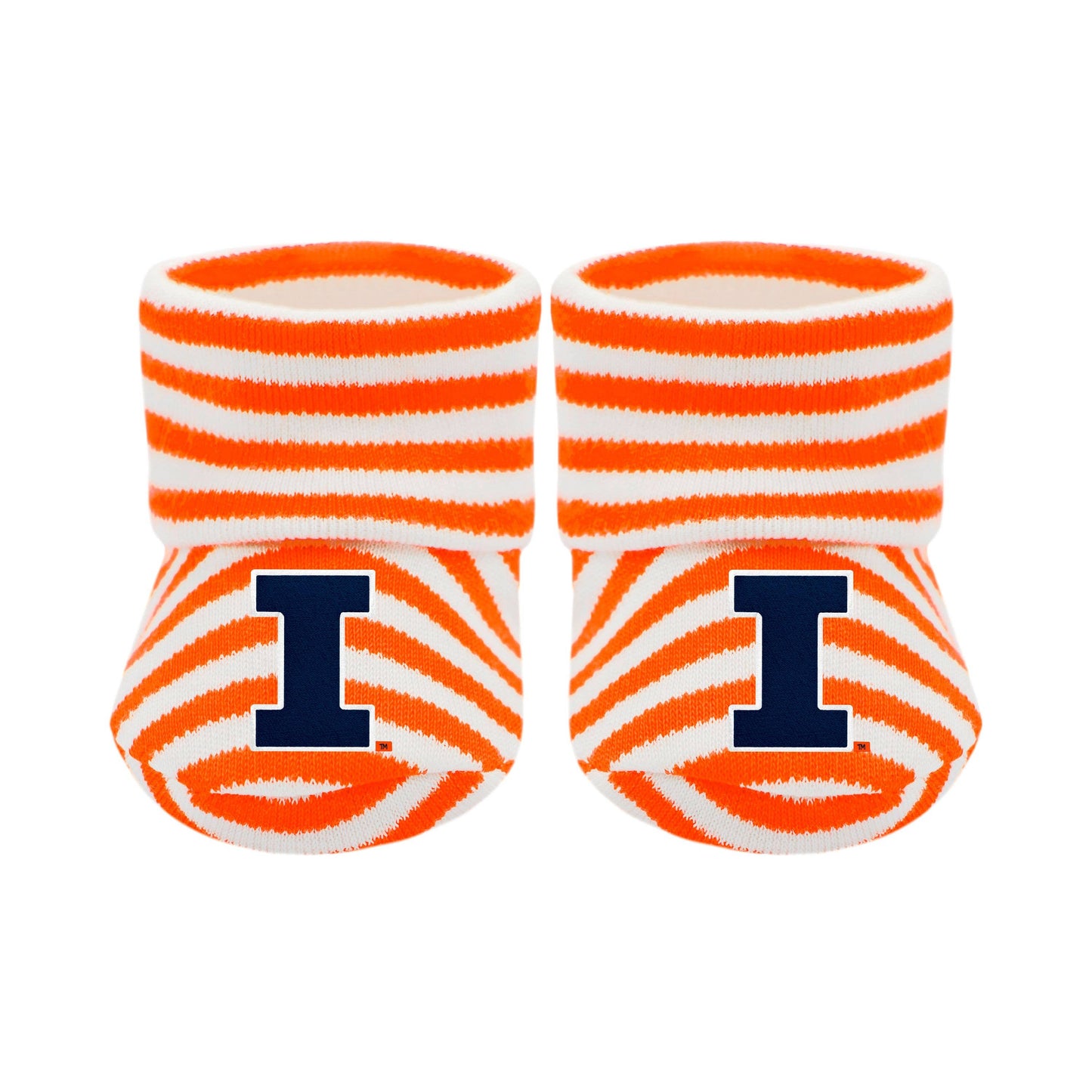 Illinois Fighting Illini Newborn Striped Booties : Orange / Newborn