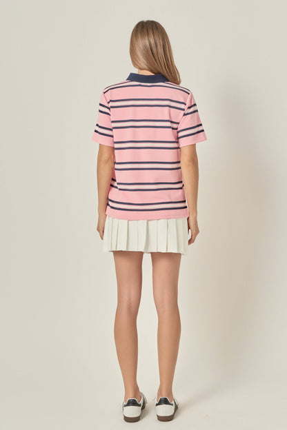Pink Prep Polo - Pink Stripe